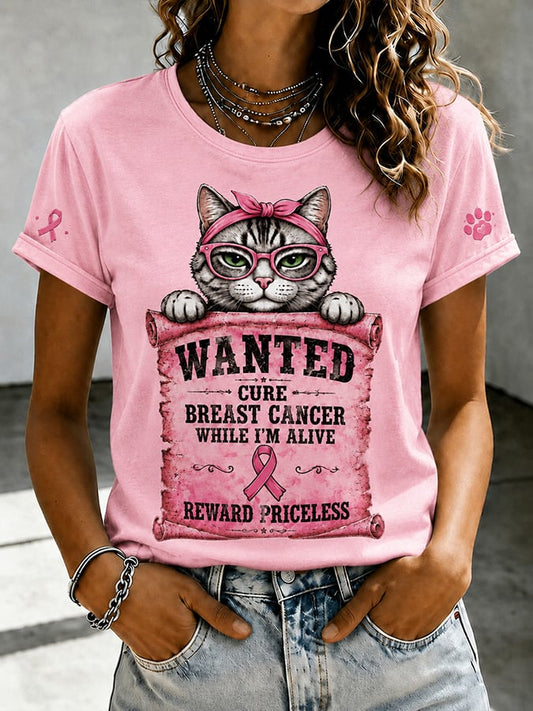Women's Casual Breast Cancer Awareness Print Top