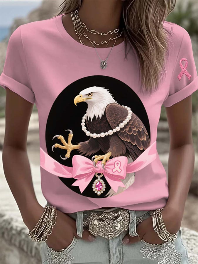 Women's Breast Cancer Awareness Print T-Shirt