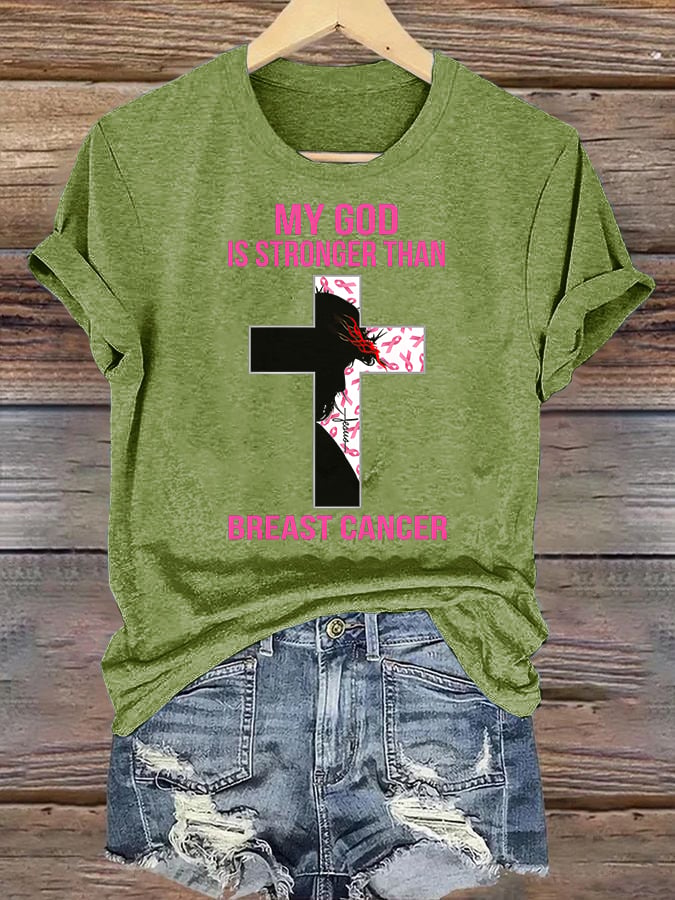 Women's  Faith & Strength: 'My God Is Stronger Than Breast Cancer' T-Shirt