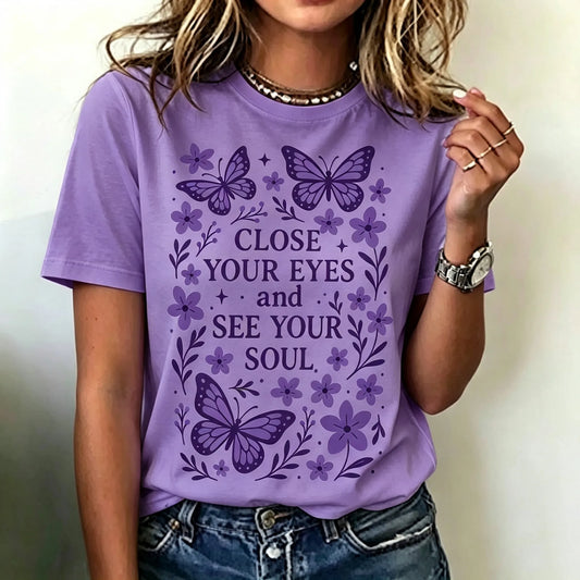 Women's Retro Bohemian Floral And Butterfly Print Cotton Linen T-shirt