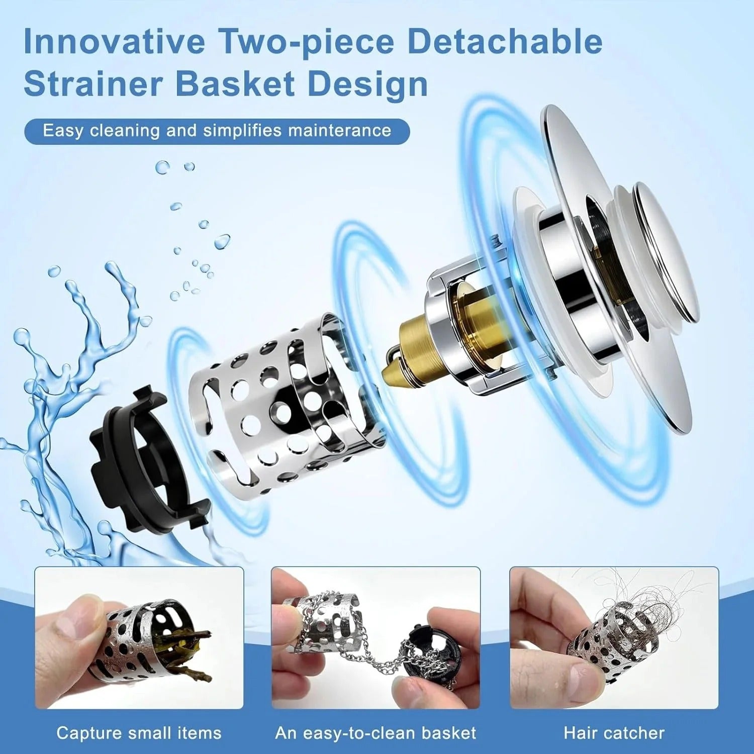 🔥 Upgraded 3-in-1 Drain Strainer That Stops Sink Clogs