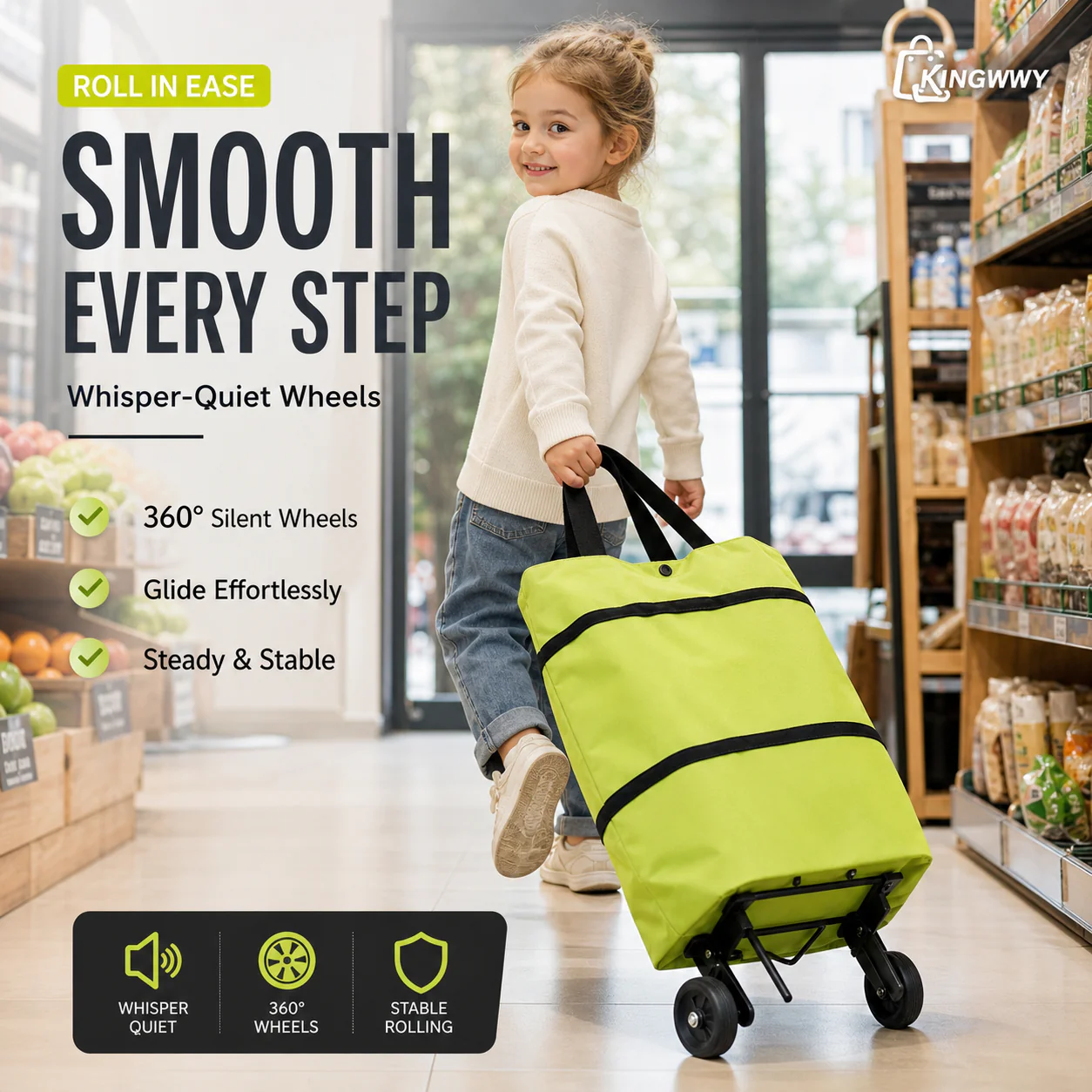 🛒 2-in-1 Foldable Shopping Trolley Bag