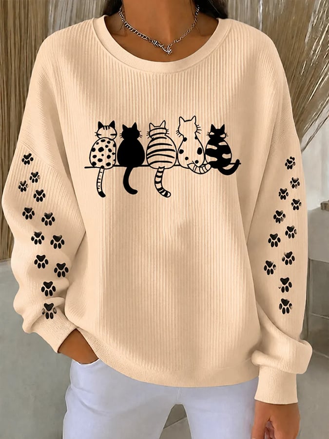 Women's Cute Cats Print Casual Sweatshirt