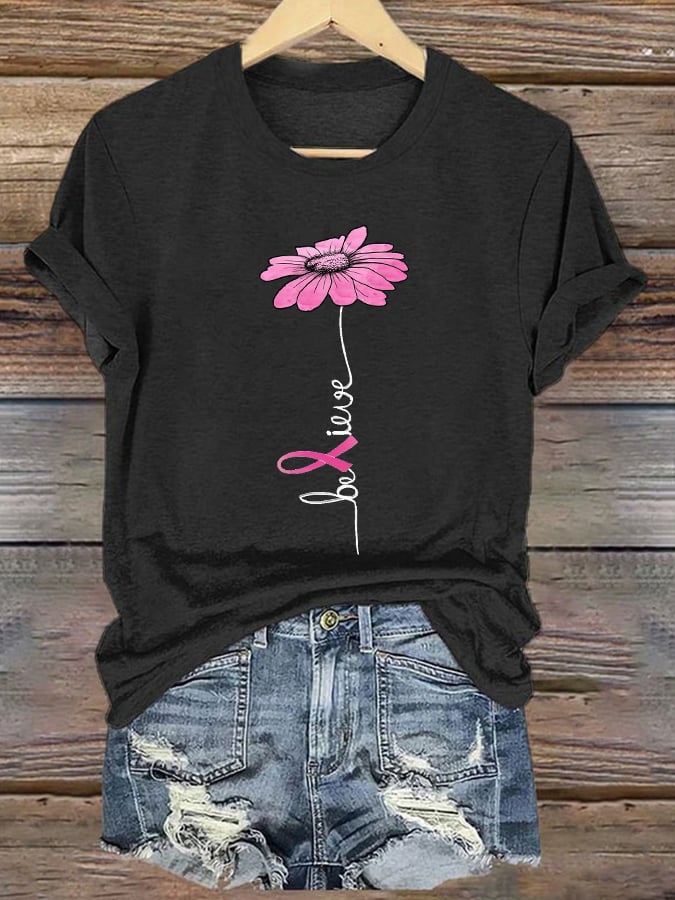 Women's Breast Cancer Print Short Sleeve T-Shirt