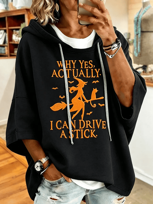 Women's Halloween Witch Print Hooded Sweatshirt