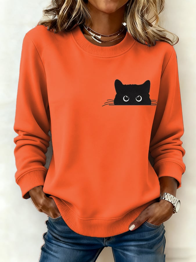 Women's Cat Casual Crew Neck Sweatshirt