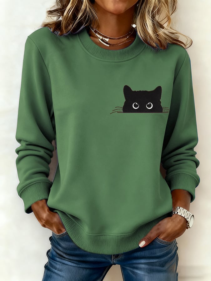 Women's Cat Casual Crew Neck Sweatshirt