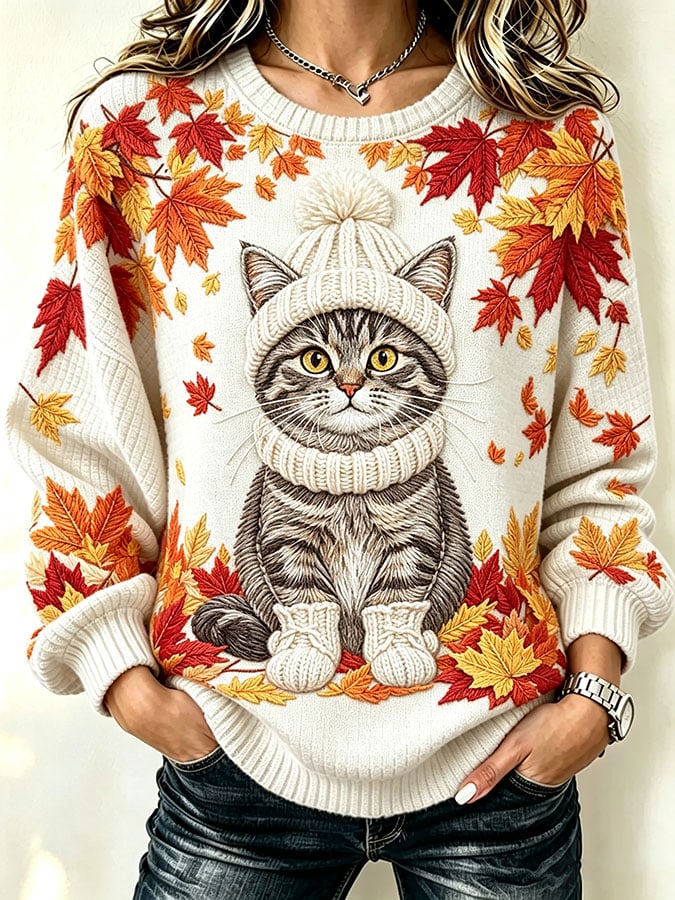 Women's Casual Autumn Checkered Fabric Sweatshirt