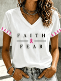 Women's Breast Cancer Awareness Print T-shirt
