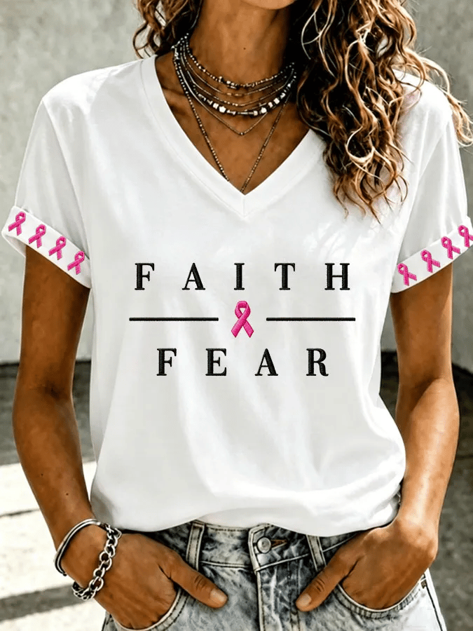 Women's Breast Cancer Awareness Print T-shirt