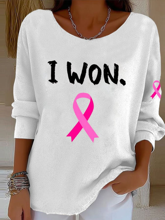 Women's Breast Cancer Survivor Print Knitted Top