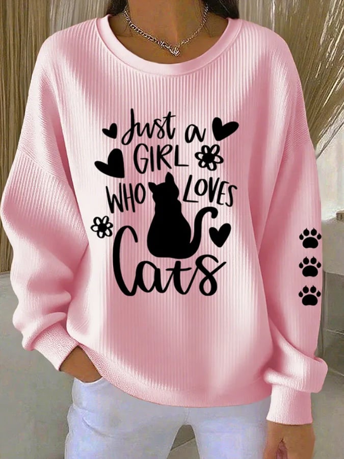 Women's Cute Cat Print Casual Sweatshirt