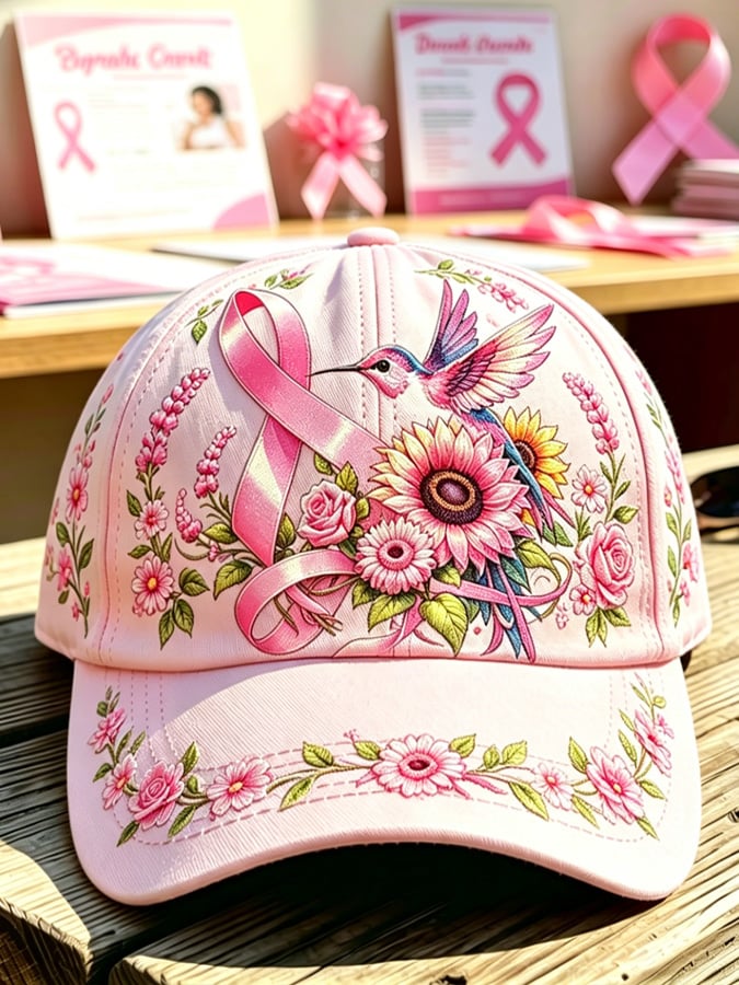 Unisex Pink Floral Print Hat