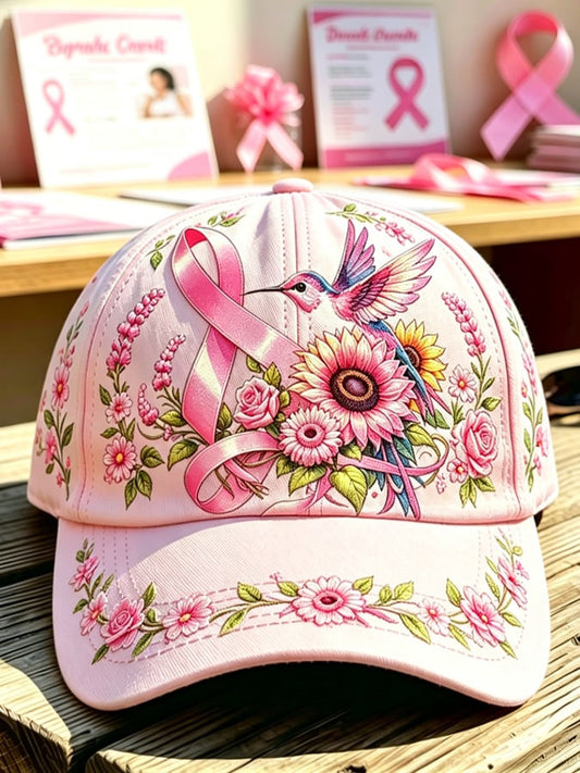 Unisex Pink Floral Print Hat