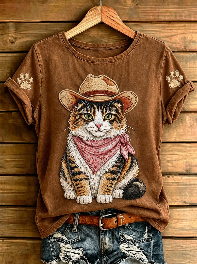 Women Casual Vintage Animal Print T-Shirt