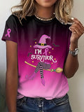 Women's Breast Cancer Printed Round Neck T-Shirt