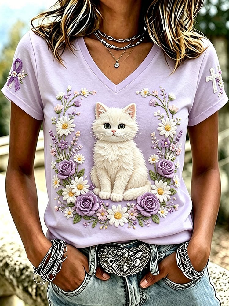 Women's Alzheimer's Awareness V-neck Short-sleeved T-shirt