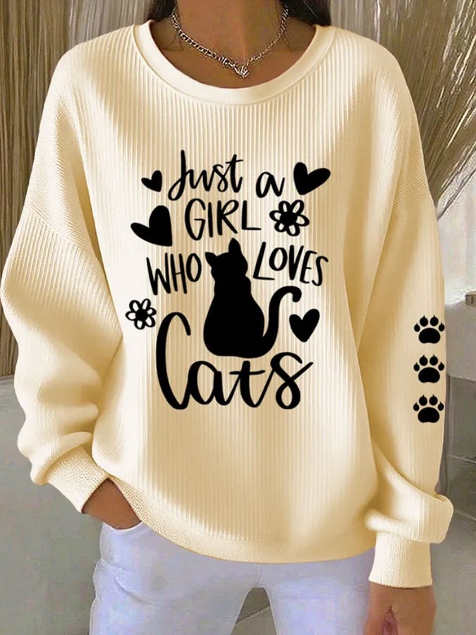 Women's Cute Cat Print Casual Sweatshirt