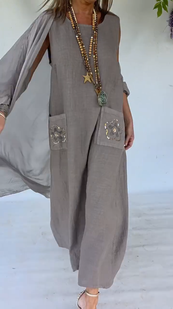 🌼 Boho Linen Cotton Pocketed Dress