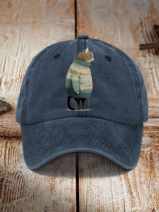 Winter Cat Print Hat