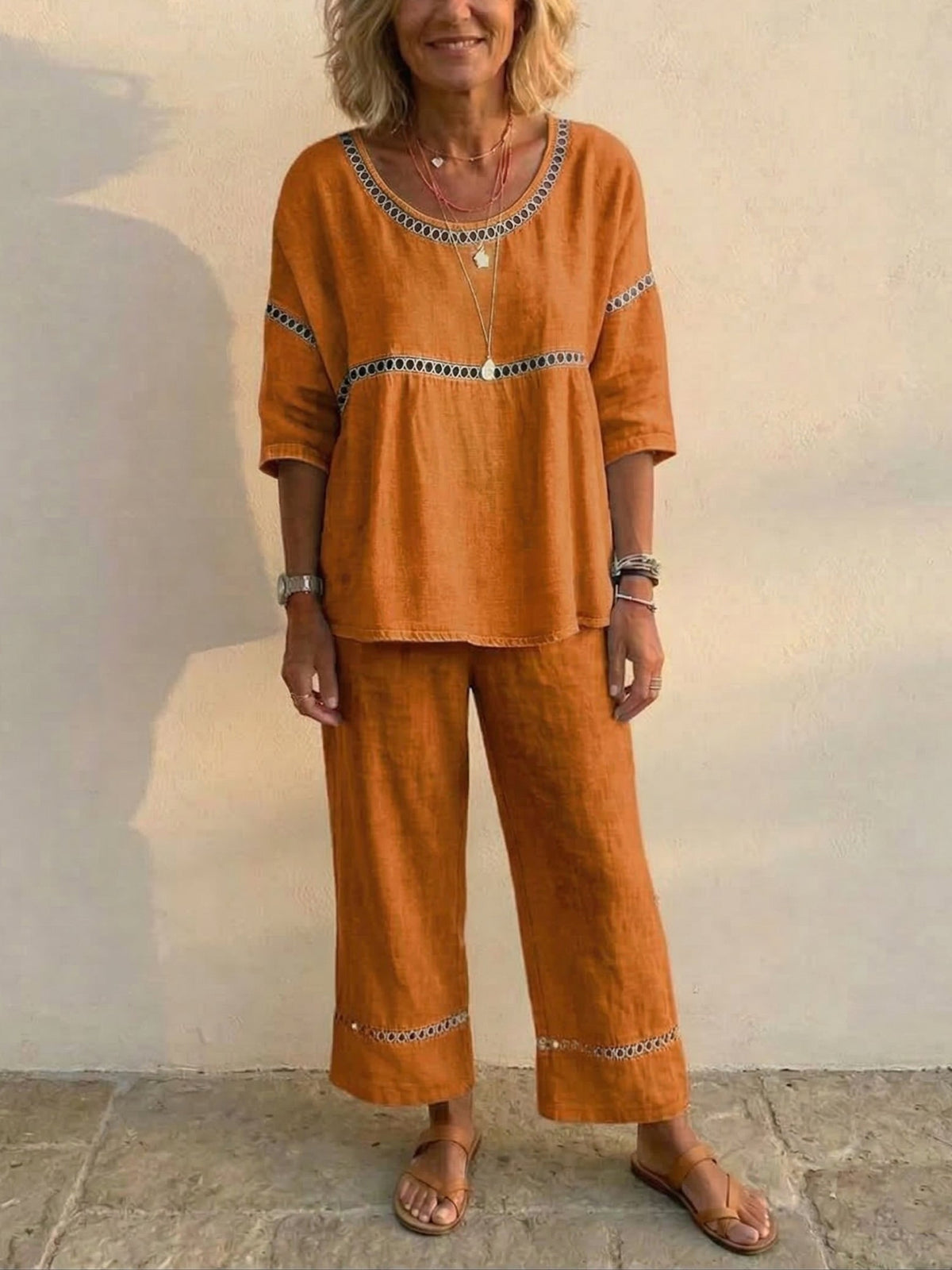 New Arrivals🔥 Women's Vintage Casual Loose-Fit Linen Two-Piece Set