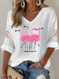 Women's Breast Cancer Print Waffle T-shirt