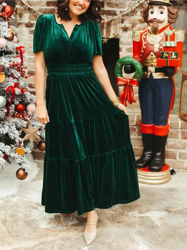 Hot Sale Women's Velvet Tiered Maxi Dress (Buy 2 Free Shipping)