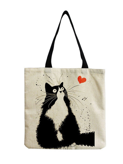 Fried Hair Cat Print Tote Bag