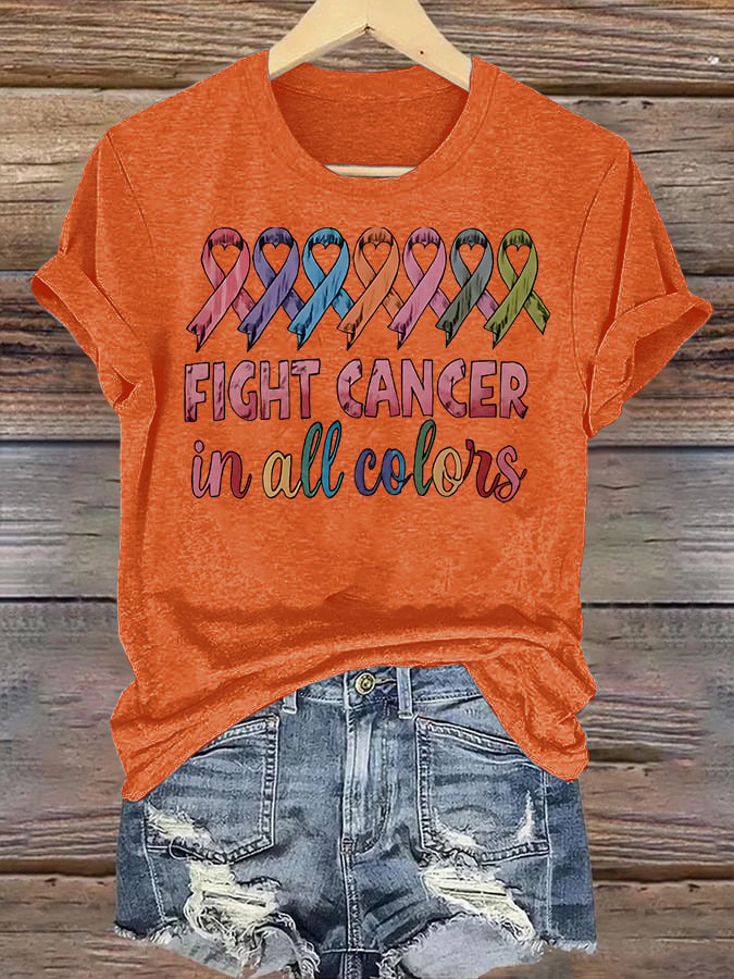Women's  FIGHT CANCER in all colors  Print T-Shirt