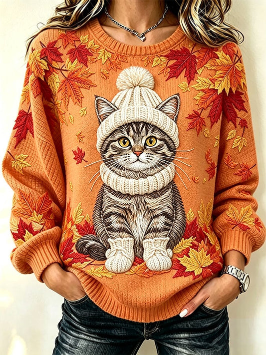Women's Casual Autumn Checkered Fabric Sweatshirt