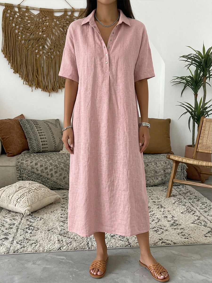 🌿Women’s Cotton Linen Polo Dress