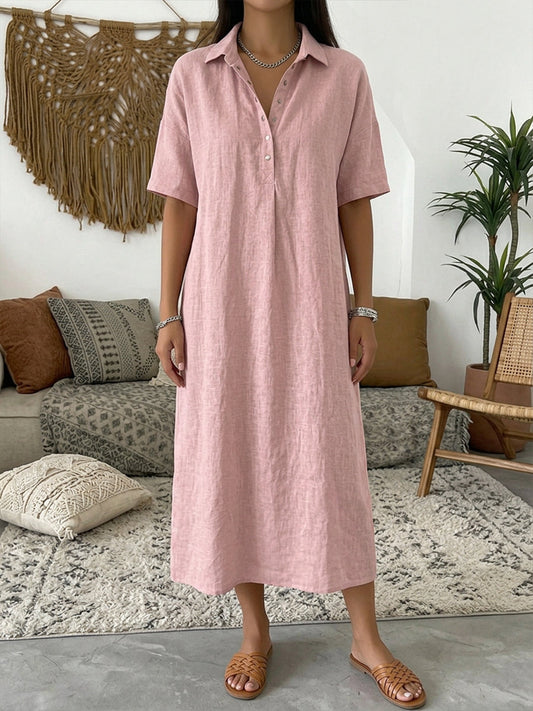 🌿Women’s Cotton Linen Polo Dress