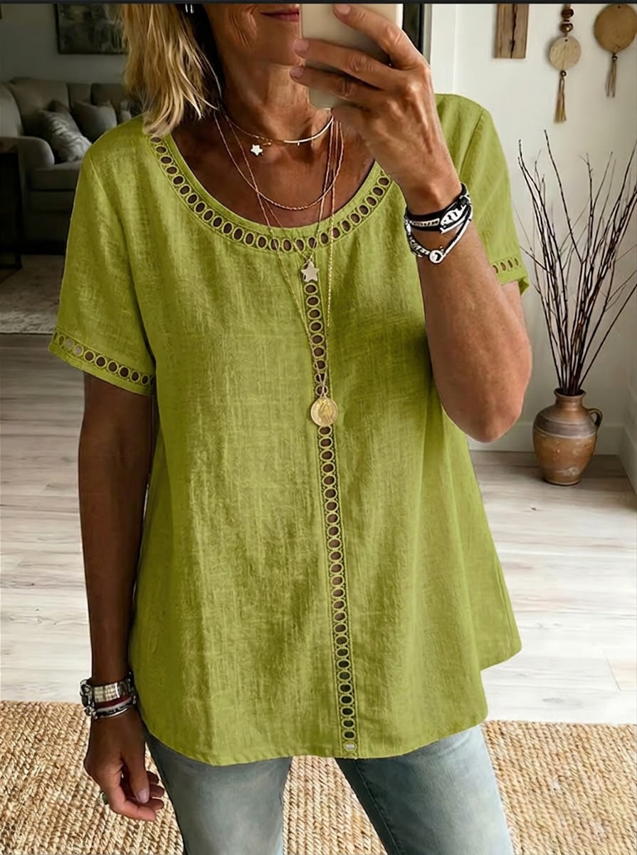 Women's Casual Linen Openwork Top