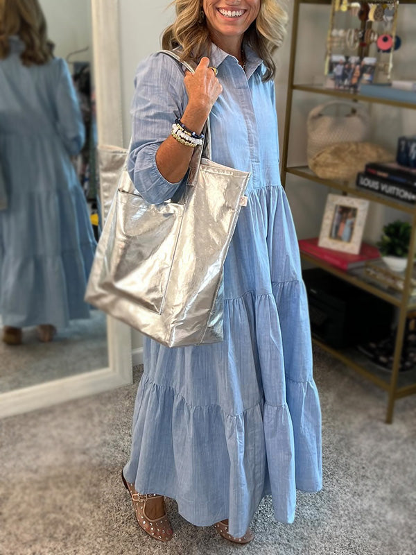 CLEARANCE🔥 Loose Cotton Linen Lapel Dress