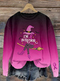 Women's Breast Cancer Print Crew Neck Sweatshirt