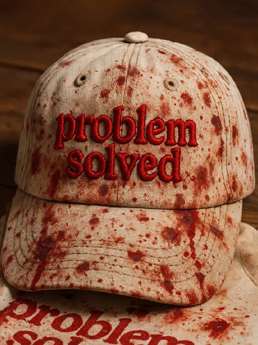 Unisex Bloody Problem Solved Halloween Blood Stain Embroidered  Hat