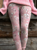 Women's Breast Cancer Pink Flowers Print Leggings