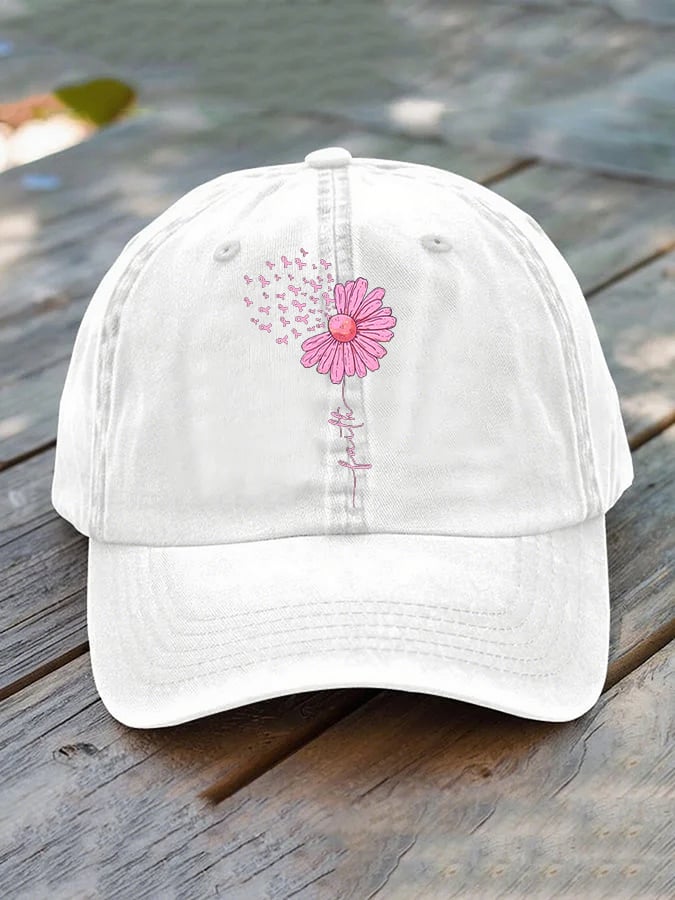 Unisex Breast Cancer Faith Print Baseball Cap