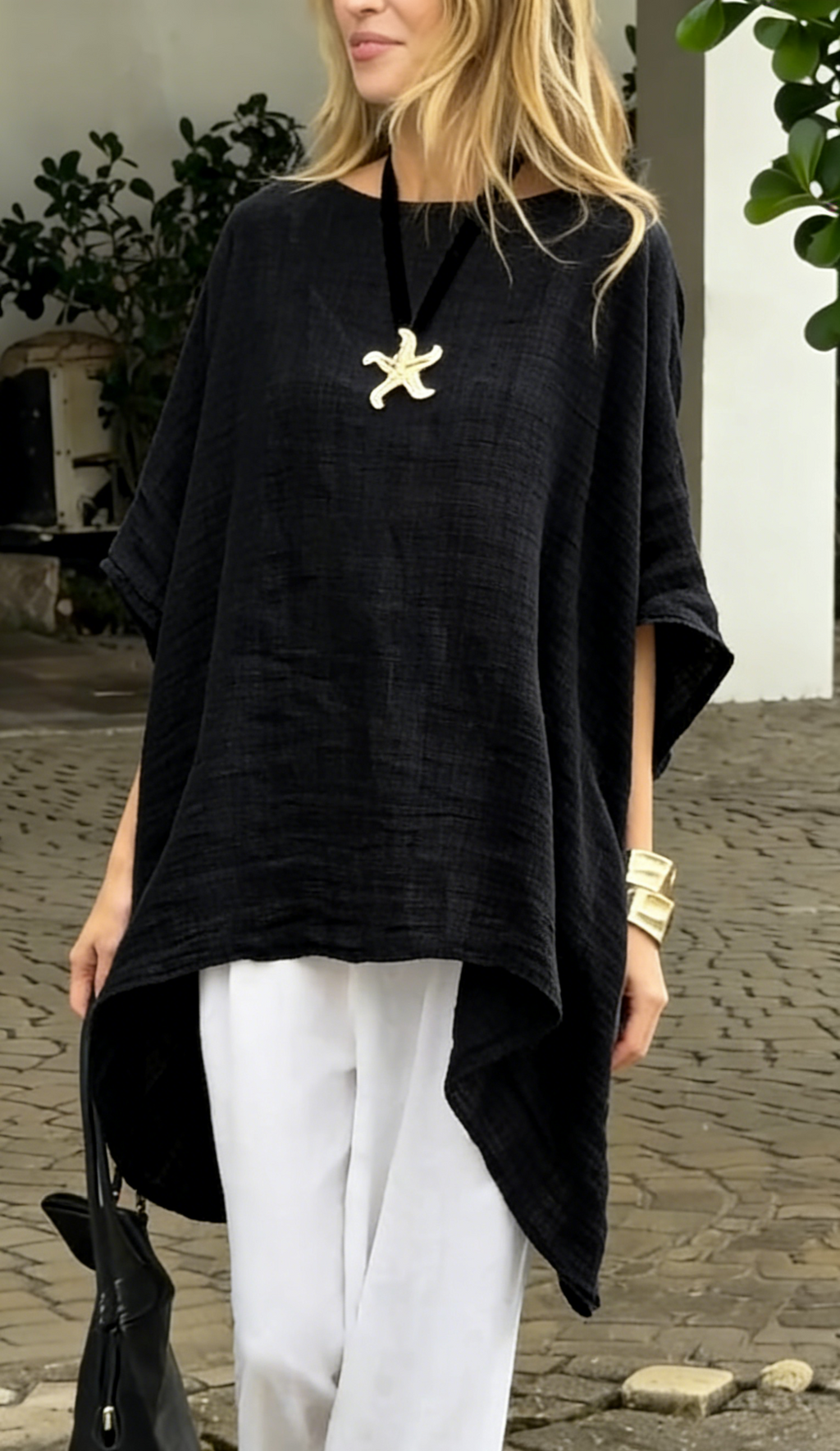 🌿 Linen Cotton Batwing Top