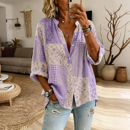 Women's Retro Floral Print Casual Shirt