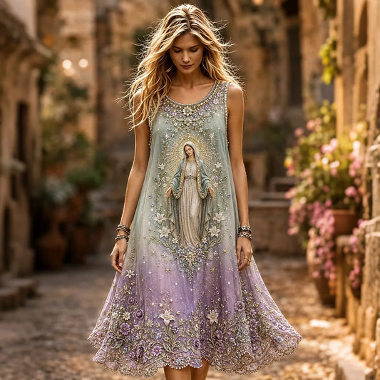 Women's Assumption Of Mary Faith Art Printed Dress