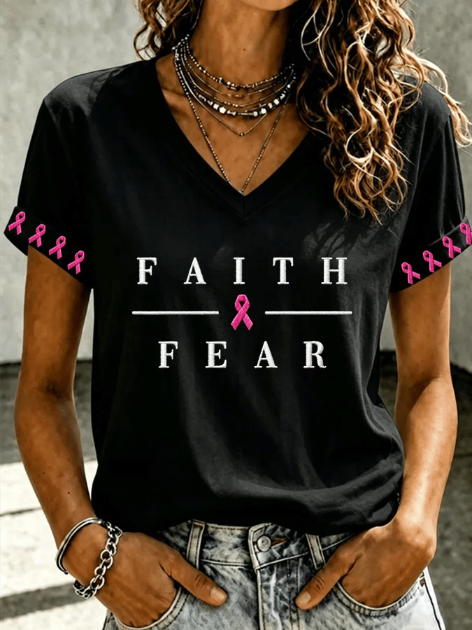 Women's Breast Cancer Awareness Print T-shirt