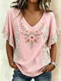 Women's Breast Cancer Awareness Floral Print T-Shirt