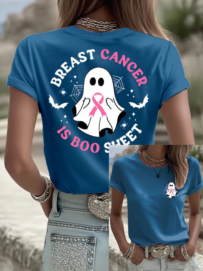 Women's Breast Cancer Print Casual T-shirt