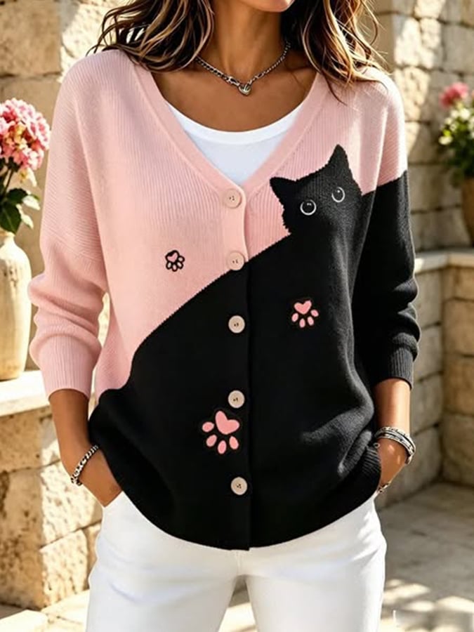 Women's Cat Printing Art Casual Top