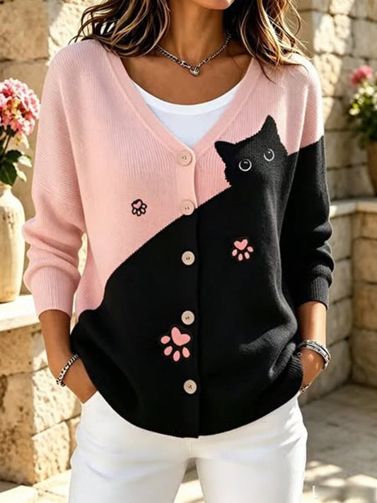 Women's Cat Printing Art Casual Top
