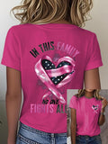 Women'S Casual Breast Cancer Awareness Print Short Sleeve T-Shirt