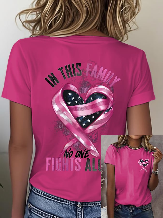 Women'S Casual Breast Cancer Awareness Print Short Sleeve T-Shirt