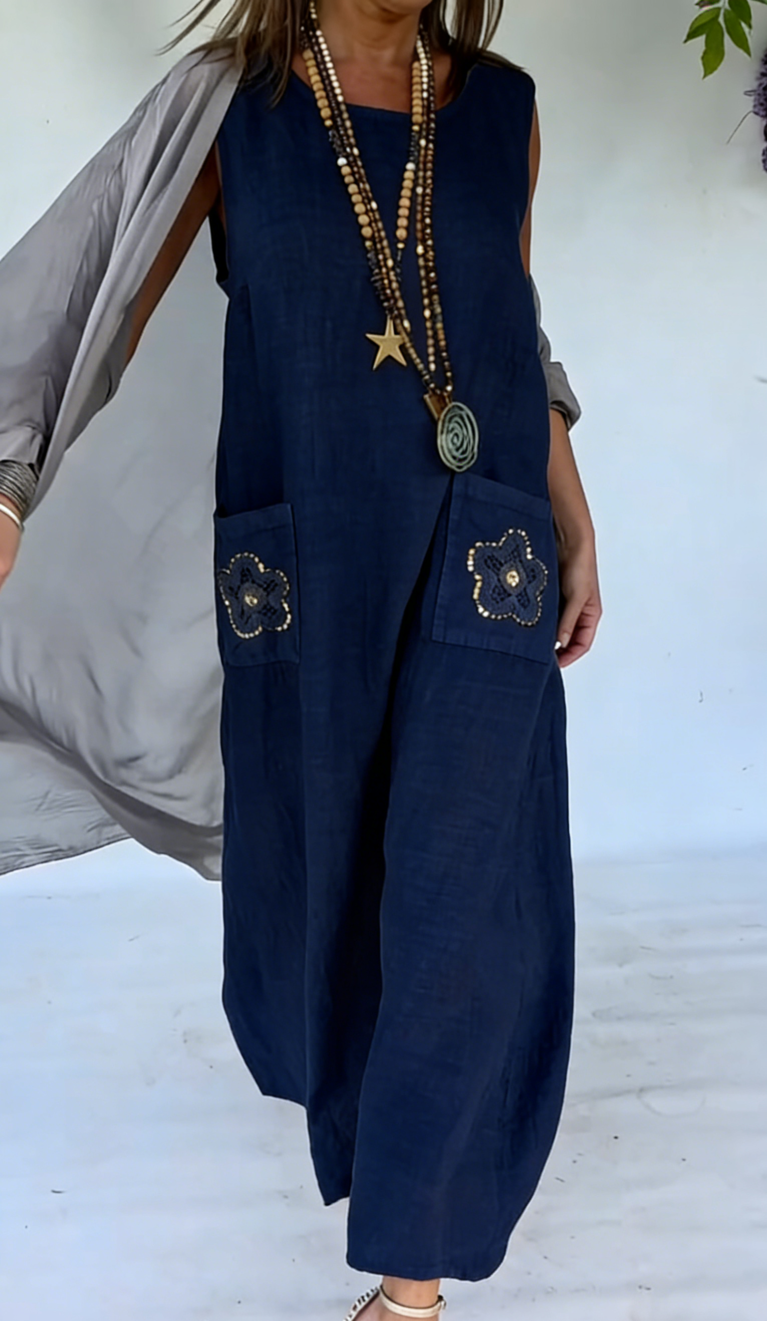 🌼 Boho Linen Cotton Pocketed Dress