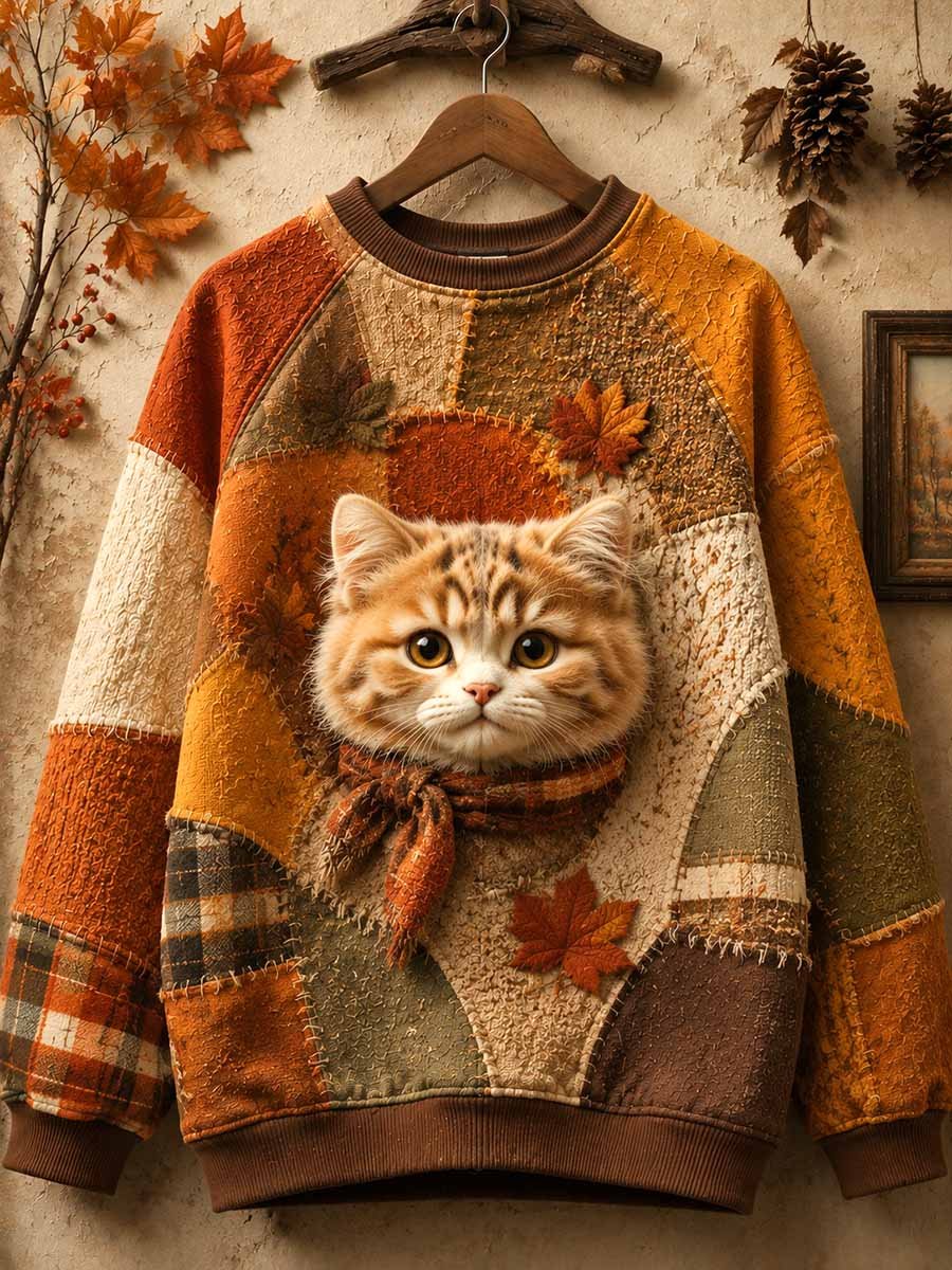 Women's Autumn Casual Animal Print Crewneck Sweatshirt